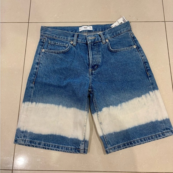 Mango Blue and White Jean Shorts - Picture 1 of 3